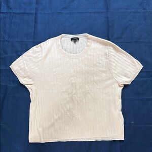 J. Crew Cream Ribbed Short Sleeve Tee